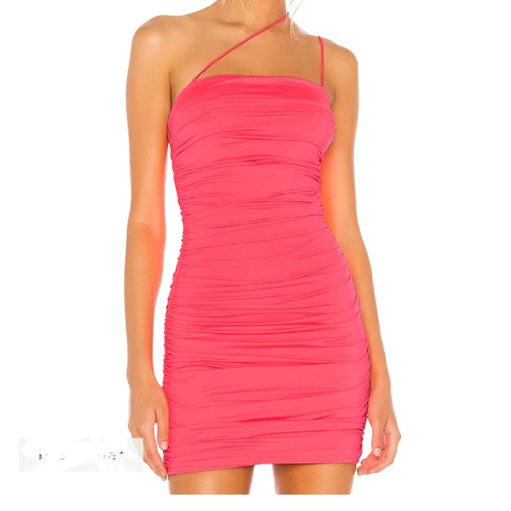 Superdown Sierra Ruched Mini Dress - Neon Pink